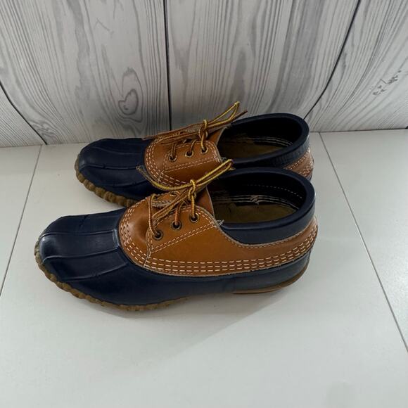 VTG. LL BEAN Women’s Sz 10/Men’s Size 8 Rubber Gum Shoes Made USA Brown Blue - Picture 9 of 11